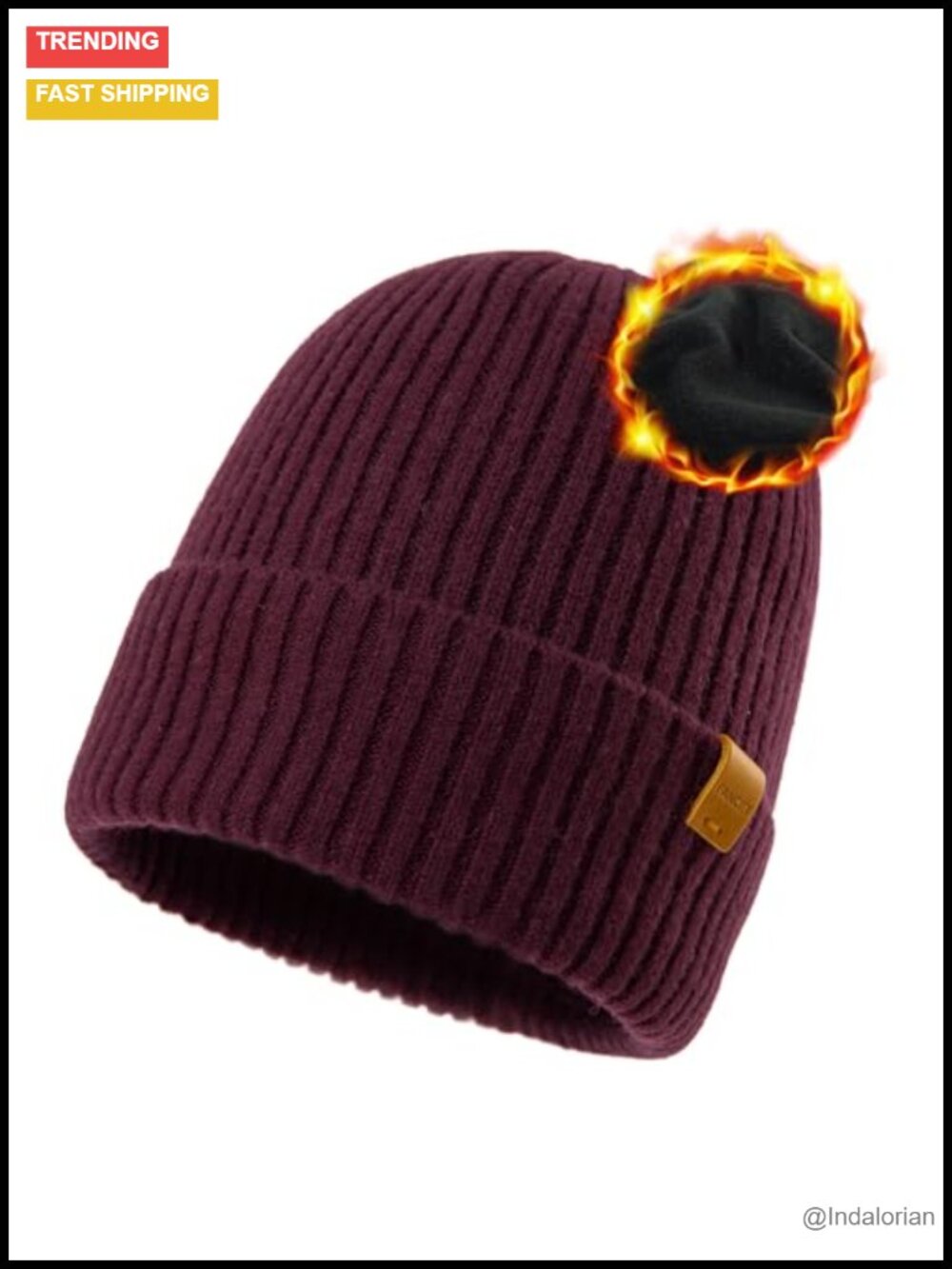 100% Merino Wool Beanie Polartec Fleece Lined Thermal Winter Hat